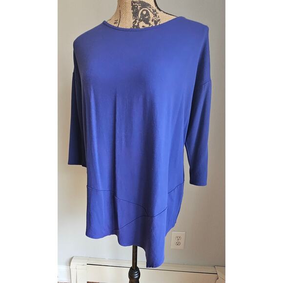 Eileen Fisher Stretch Jersey Asymmetrical-Hem Tunic Blouse 92% Viscose Sz XS - Picture 2 of 11